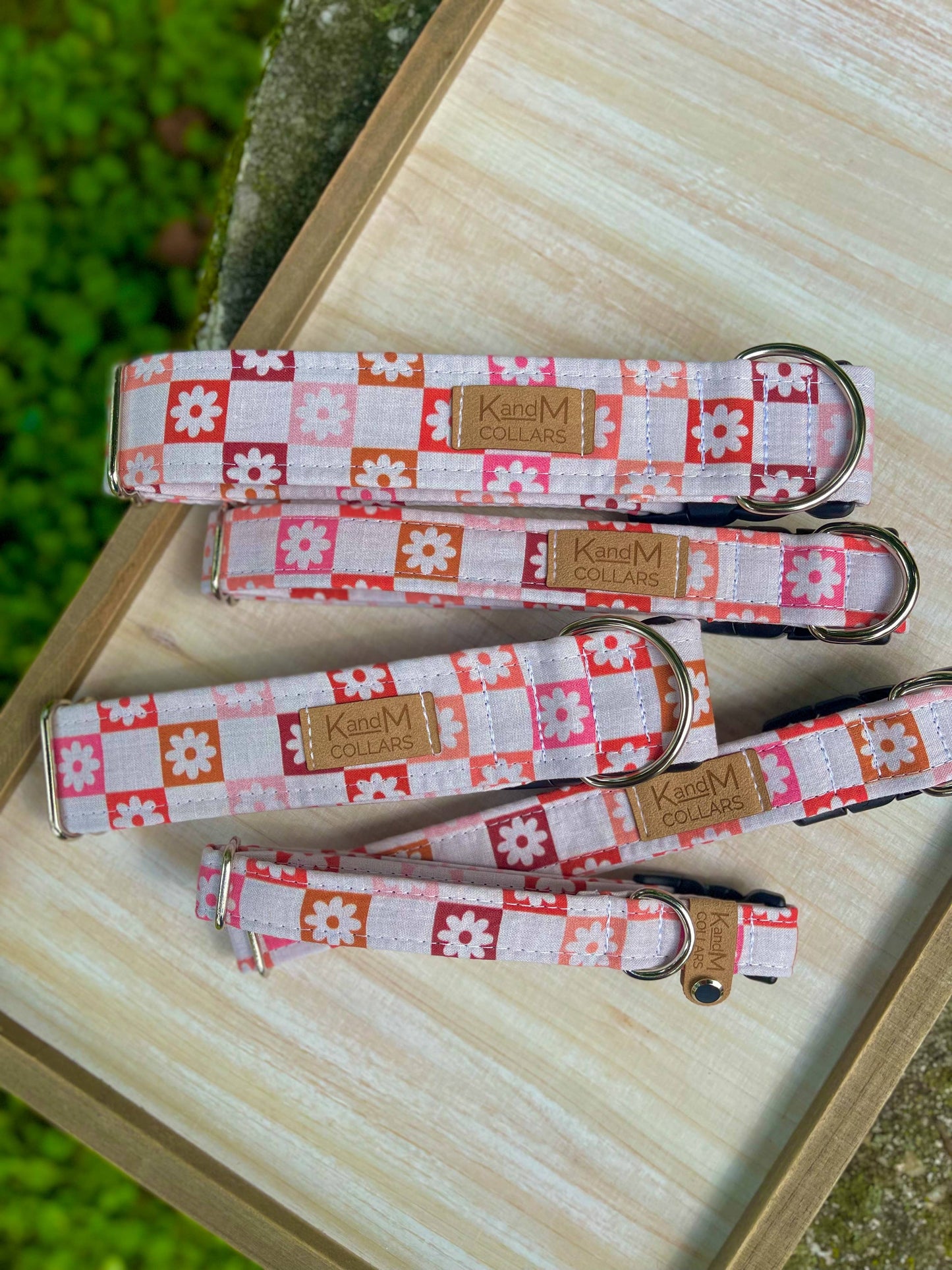 Boho Flowers Checkered Dog Collars!