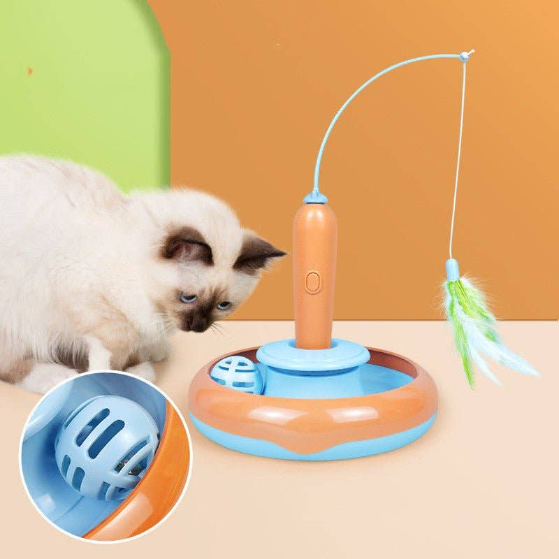 2 In 1 Pet Cat Toy With Feather For Self-play!