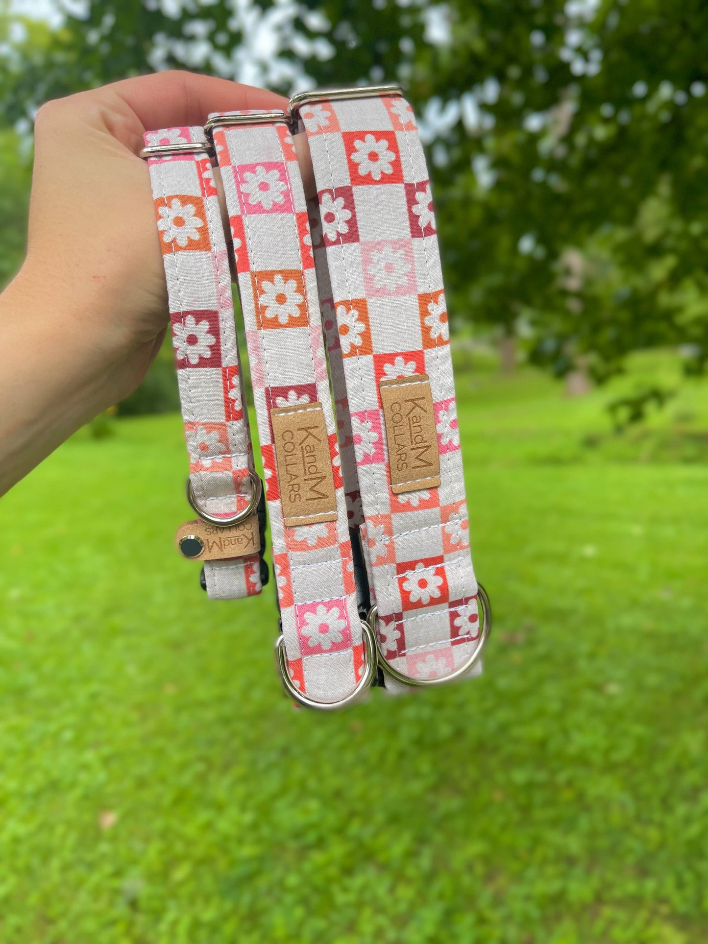 Boho Flowers Checkered Dog Collars!