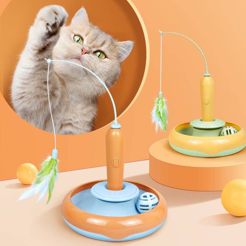 2 In 1 Pet Cat Toy With Feather For Self-play!