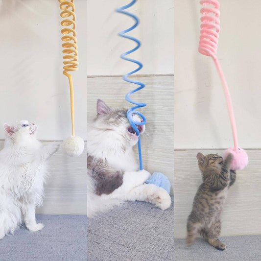 Interactive Plush Cat Toy with Self-Hi Sucker and Spring Rabbit Hair Ball!